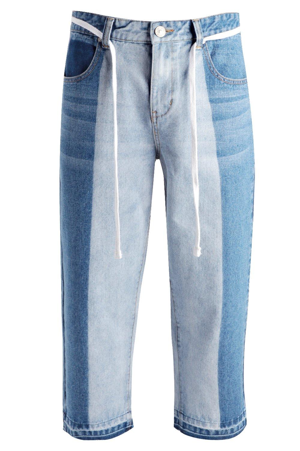 Jeans mitad blanco online y azul